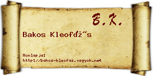 Bakos Kleofás névjegykártya